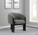 VALDEZ BOUCLE UPHOLSTERED BARREL BACK ACCENT CHAIR BROWN - Image 2
