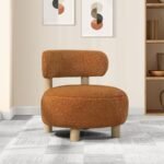 ZONIE BOUCLE UPHOLSTERED BARREL BACK ACCENT CHAIR ORANGE - Image 2