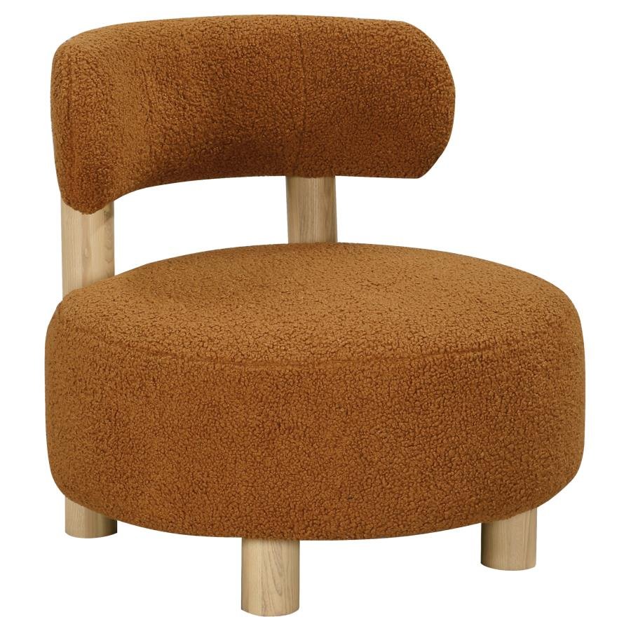903167_02x900.jpg ZONIE BOUCLE UPHOLSTERED BARREL BACK ACCENT CHAIR ORANGE - Image 1