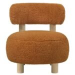 ZONIE BOUCLE UPHOLSTERED BARREL BACK ACCENT CHAIR ORANGE - Image 3