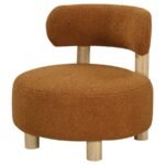 ZONIE BOUCLE UPHOLSTERED BARREL BACK ACCENT CHAIR ORANGE - Image 4