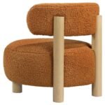 ZONIE BOUCLE UPHOLSTERED BARREL BACK ACCENT CHAIR ORANGE - Image 6