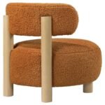 ZONIE BOUCLE UPHOLSTERED BARREL BACK ACCENT CHAIR ORANGE - Image 8