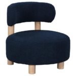 ZONIE BOUCLE UPHOLSTERED BARREL BACK ACCENT CHAIR BLUE