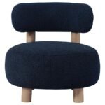 ZONIE BOUCLE UPHOLSTERED BARREL BACK ACCENT CHAIR BLUE - Image 3