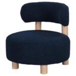 ZONIE BOUCLE UPHOLSTERED BARREL BACK ACCENT CHAIR BLUE - Image 4