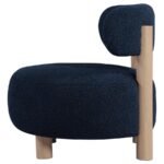 ZONIE BOUCLE UPHOLSTERED BARREL BACK ACCENT CHAIR BLUE - Image 5