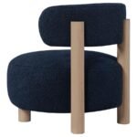 ZONIE BOUCLE UPHOLSTERED BARREL BACK ACCENT CHAIR BLUE - Image 6