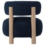 ZONIE BOUCLE UPHOLSTERED BARREL BACK ACCENT CHAIR BLUE - Image 7