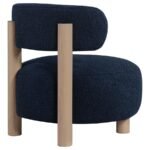 ZONIE BOUCLE UPHOLSTERED BARREL BACK ACCENT CHAIR BLUE - Image 8