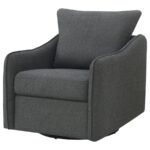 MADIA UPHOLSTERED SLOPED ARM SWIVEL GLIDER CHAIR CHARCOAL - Image 4
