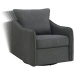 MADIA UPHOLSTERED SLOPED ARM SWIVEL GLIDER CHAIR CHARCOAL - Image 9