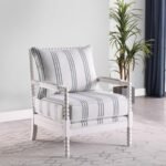 BLANCHETT UPHOLSTERED BOBBIN ACCENT CHAIR WHITE AND NAVY - Image 2
