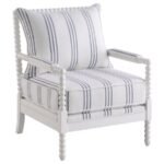 BLANCHETT UPHOLSTERED BOBBIN ACCENT CHAIR WHITE AND NAVY
