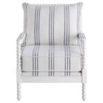 BLANCHETT UPHOLSTERED BOBBIN ACCENT CHAIR WHITE AND NAVY - Image 3