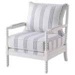BLANCHETT UPHOLSTERED BOBBIN ACCENT CHAIR WHITE AND NAVY - Image 4