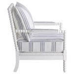 BLANCHETT UPHOLSTERED BOBBIN ACCENT CHAIR WHITE AND NAVY - Image 9