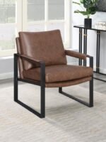 ROSALIND UPHOLSTERED TRACK ARM ACCENT CHAIR BROWN - Image 2