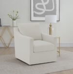 WINTER UPHOLSTERED SLOPED ARM ACCENT SWIVEL CHAIR BEIGE - Image 2