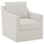 WINTER UPHOLSTERED SLOPED ARM ACCENT SWIVEL CHAIR BEIGE