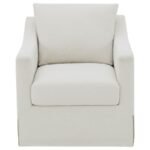 WINTER UPHOLSTERED SLOPED ARM ACCENT SWIVEL CHAIR BEIGE - Image 3