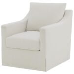 WINTER UPHOLSTERED SLOPED ARM ACCENT SWIVEL CHAIR BEIGE - Image 4