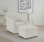 WINTER UPHOLSTERED SLOPED ARM ACCENT SWIVEL CHAIR BEIGE - Image 12