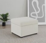 WINTER UPHOLSTERED HYDRAULIC LIFT TOP STORAGE OTTOMAN BEIGE - Image 2