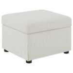 WINTER UPHOLSTERED HYDRAULIC LIFT TOP STORAGE OTTOMAN BEIGE