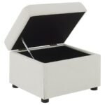 WINTER UPHOLSTERED HYDRAULIC LIFT TOP STORAGE OTTOMAN BEIGE - Image 4