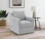 WINTER UPHOLSTERED SLOPED ARM ACCENT SWIVEL CHAIR GREY - Image 2