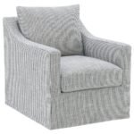 WINTER UPHOLSTERED SLOPED ARM ACCENT SWIVEL CHAIR GREY