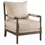 BLANCHETT UPHOLSTERED BOBBIN ACCENT CHAIR BEIGE AND NATURAL