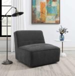 COBIE UPHOLSTERED ARMLESS SWIVEL CHAIR DARK CHARCOAL - Image 2