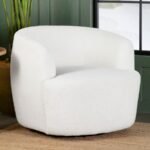HUDSON FAUX SHEEPSKIN UPHOLSTERED SWIVEL CHAIR NATURAL - Image 2