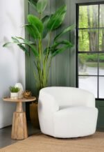 HUDSON FAUX SHEEPSKIN UPHOLSTERED SWIVEL CHAIR NATURAL - Image 12