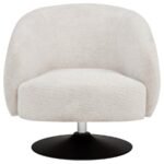 DAVE UPHOLSTERED BARREL BACK SWIVEL CLUB CHAIR BEIGE - Image 3