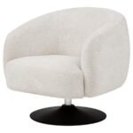 DAVE UPHOLSTERED BARREL BACK SWIVEL CLUB CHAIR BEIGE - Image 4