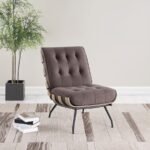 ALOMA UPHOLSTERED TUFTED ARMLESS ACCENT CHAIR BROWN - Image 2