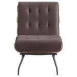 ALOMA UPHOLSTERED TUFTED ARMLESS ACCENT CHAIR BROWN - Image 3