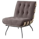 ALOMA UPHOLSTERED TUFTED ARMLESS ACCENT CHAIR BROWN - Image 4
