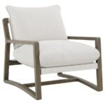 GENEVA BOUCLE UPHOLSTERED WOOD ARM ACCENT CHAIR SAND
