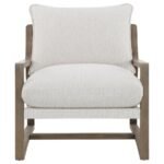 GENEVA BOUCLE UPHOLSTERED WOOD ARM ACCENT CHAIR SAND - Image 3