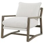 GENEVA BOUCLE UPHOLSTERED WOOD ARM ACCENT CHAIR SAND - Image 4