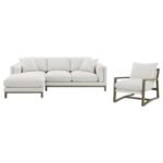 GENEVA BOUCLE UPHOLSTERED WOOD ARM ACCENT CHAIR SAND - Image 9