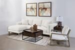GENEVA BOUCLE UPHOLSTERED WOOD ARM ACCENT CHAIR SAND - Image 12