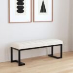 MESA BOUCLE UPHOLSTERED TUFTED ACCENT BENCH VANILLA - Image 2