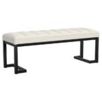 MESA BOUCLE UPHOLSTERED TUFTED ACCENT BENCH VANILLA