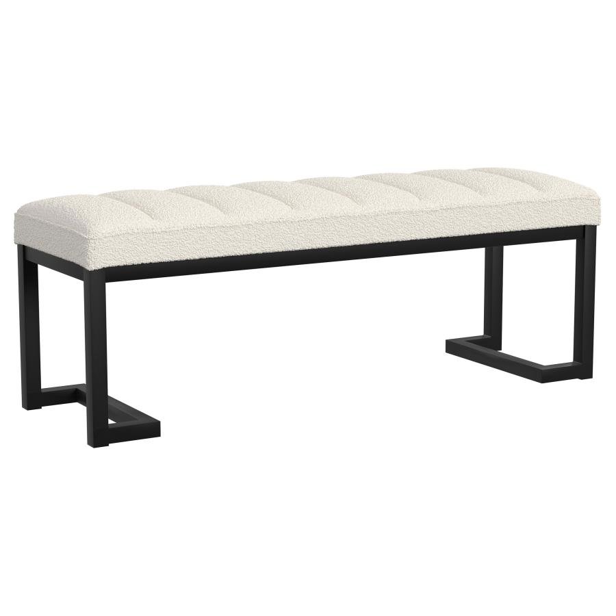 907514_02x900.jpg MESA BOUCLE UPHOLSTERED TUFTED ACCENT BENCH VANILLA - Image 1