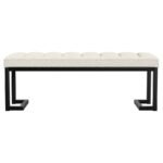 MESA BOUCLE UPHOLSTERED TUFTED ACCENT BENCH VANILLA - Image 3